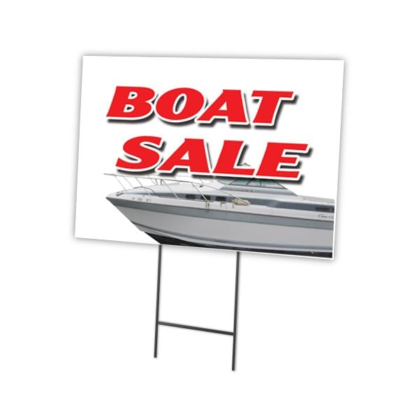 Signmission Boat Sale Yard Sign & Stake outdoor plastic coroplast window, C-1216-DS-Boat Sale C-1216-DS-Boat Sale - main